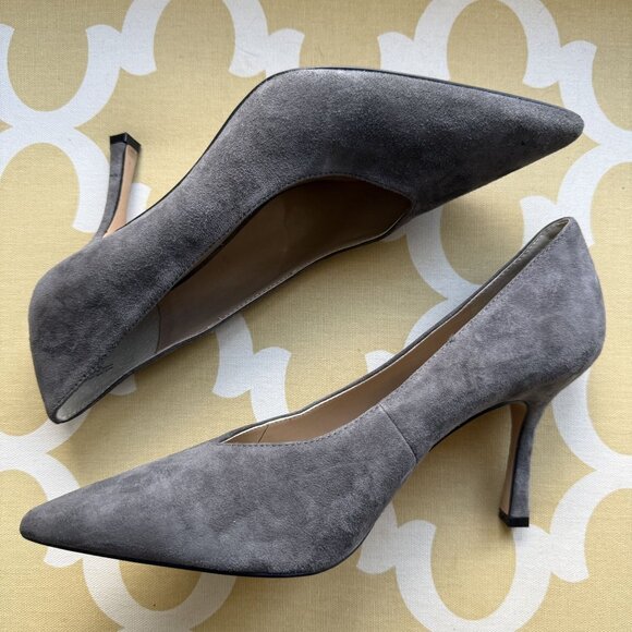 Ann Taylor Gray Suede Heels, size 8M, 3.5" heel - Picture 1 of 14